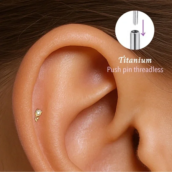 Flat Back Tulip Stud Earrings - Picture 5 of 5